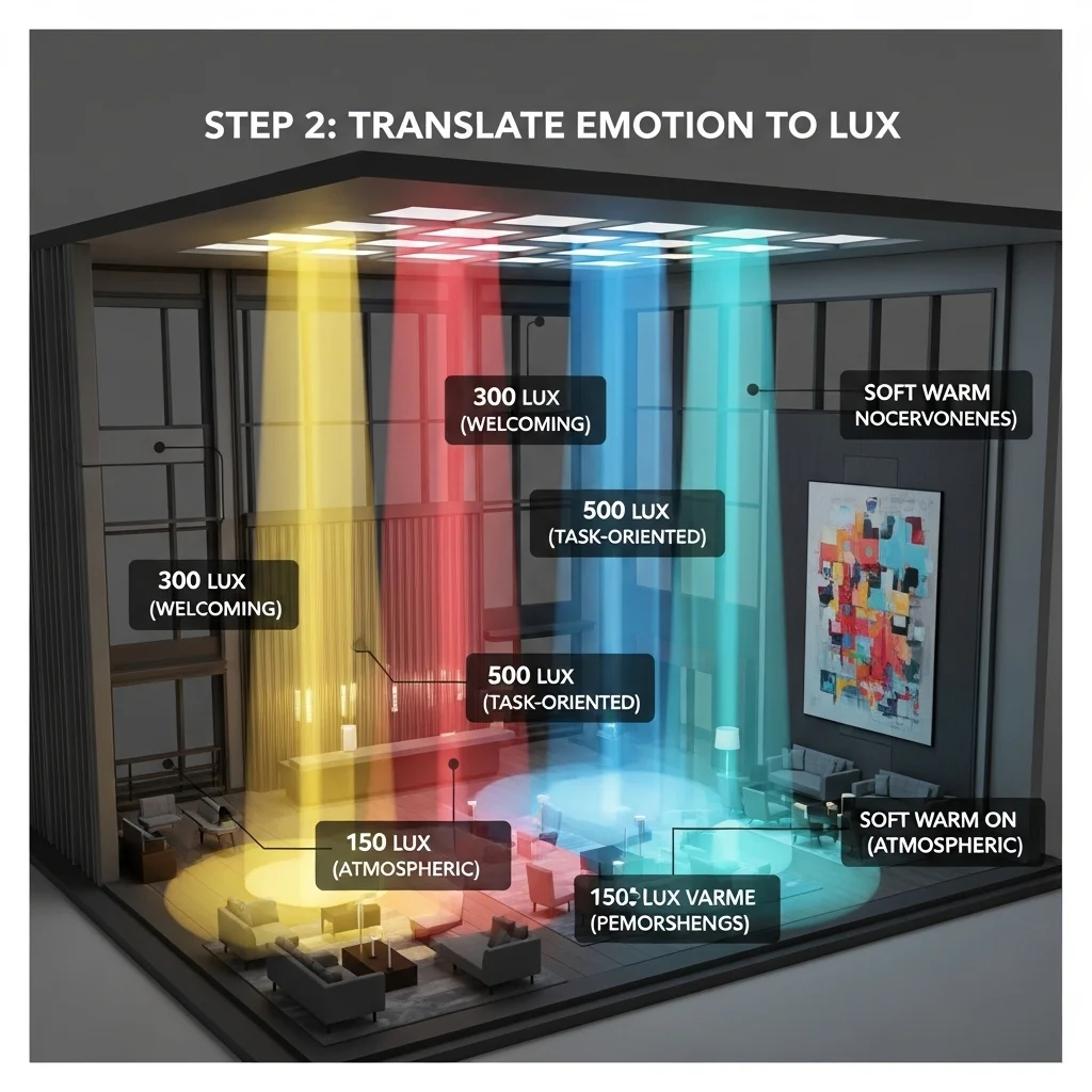Step 2: Translate emotion into lux.